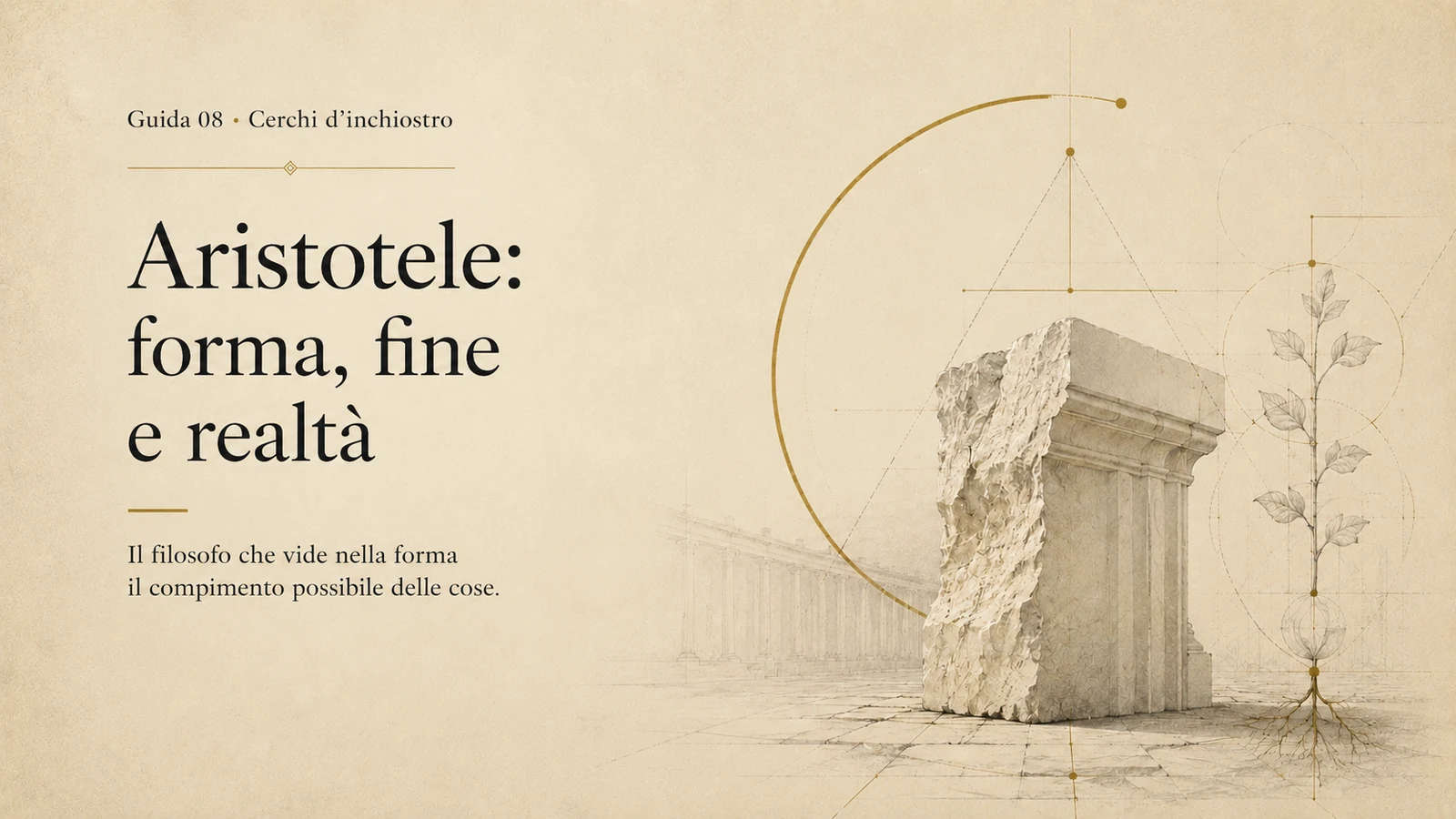 Cover editoriale della guida su Aristotele: forma, fine e realtà.